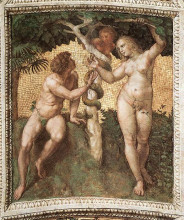 Картина "adam and eve, from the &#39;stanza della segnatura&#39;" художника "санти рафаэль"