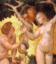Картина "adam and eve, from the &#39;stanza della segnatura&#39; (detail)" художника "санти рафаэль"