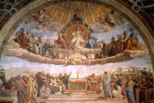 Репродукция картины "the disputation of the holy sacrament" художника "санти рафаэль"