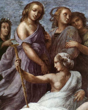 Репродукция картины "the parnassus, from the stanza delle segnatura (detail)" художника "санти рафаэль"