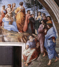 Копия картины "the parnassus, from the stanza delle segnatura (detail)" художника "санти рафаэль"