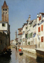 Репродукция картины "a canal scene, venice" художника "санторо рубен"