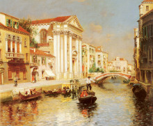 Репродукция картины "a venetian canal" художника "санторо рубен"