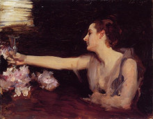 Репродукция картины "madame gautreau drinking a toast" художника "сарджент джон сингер"