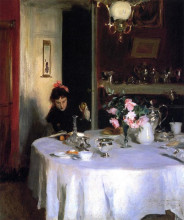 Репродукция картины "the breakfast table" художника "сарджент джон сингер"
