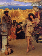 Картина "праздник урожая (танцующая вакханка во время сбора урожая)" художника "альма-тадема лоуренс"