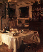 Копия картины "my dining room" художника "сарджент джон сингер"