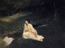 Репродукция картины "judith gautier (also known as by the river or resting by a spring)" художника "сарджент джон сингер"