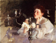 Копия картины "the candelabrum (also known as lady with cancelabra or the cigarette)" художника "сарджент джон сингер"