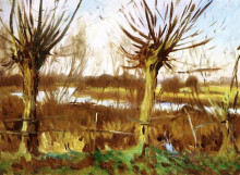 Копия картины "landscape with trees, calcot-on-the-thames" художника "сарджент джон сингер"