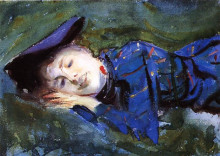 Репродукция картины "violet resting on the grass" художника "сарджент джон сингер"