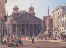 Картина "the pantheon and the piazza della rotonda in rome" художника "альт рудольф фон"