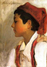Репродукция картины "head of a neapolitan boy in profile" художника "сарджент джон сингер"