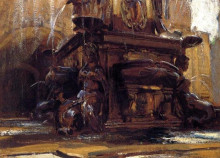 Репродукция картины "fountain at bologna" художника "сарджент джон сингер"