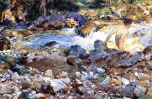 Репродукция картины "mountain stream" художника "сарджент джон сингер"