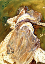 Репродукция картины "woman reclining" художника "сарджент джон сингер"