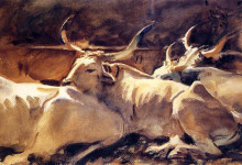 Репродукция картины "oxen in repose" художника "сарджент джон сингер"