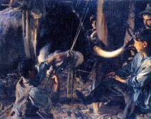 Репродукция картины "shoeing the ox" художника "сарджент джон сингер"