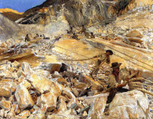 Репродукция картины "bringing down marble from the quarries in carrara" художника "сарджент джон сингер"