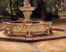 Репродукция картины "a marble fountain at aranjuez, spain" художника "сарджент джон сингер"