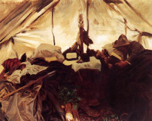 Репродукция картины "inside a tent in the canadian rockies" художника "сарджент джон сингер"
