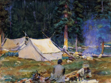 Репродукция картины "camping at lake o-hara" художника "сарджент джон сингер"