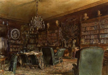 Репродукция картины "the library of the palais lanckoronski, vienna" художника "альт рудольф фон"