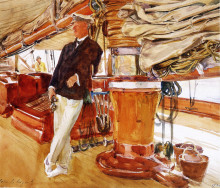 Копия картины "captain herbert m. sears on deck of the schooner yacht constellation" художника "сарджент джон сингер"