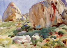 Картина "the simplon. large rocks" художника "сарджент джон сингер"