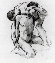 Копия картины "male nudes wrestling" художника "сарджент джон сингер"