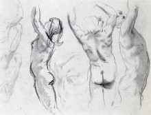 Репродукция картины "studies of a nude youth" художника "сарджент джон сингер"