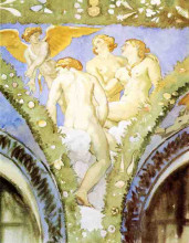 Репродукция картины "three nudes with cupid" художника "сарджент джон сингер"