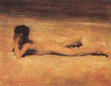Репродукция картины "naked boy on the beach" художника "сарджент джон сингер"