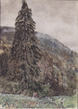 Копия картины "the large pine in gastein" художника "альт рудольф фон"