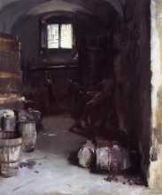Копия картины "pressing the grapes florentine wine cellar" художника "сарджент джон сингер"