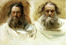Копия картины "study for two heads for boston mural &quot;the prophets&quot;" художника "сарджент джон сингер"