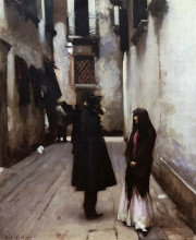 Копия картины "venetian street" художника "сарджент джон сингер"