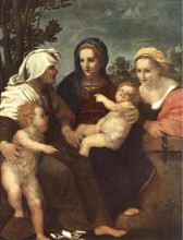 Копия картины "madonna and child with sts catherine, elisabeth and john the baptist" художника "сарто андреа дель"