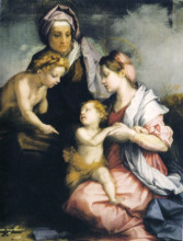 Копия картины "madonna and child with st. elizabeth and st. john the baptist" художника "сарто андреа дель"
