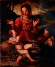 Копия картины "madonna and child with st. john the baptist" художника "сарто андреа дель"