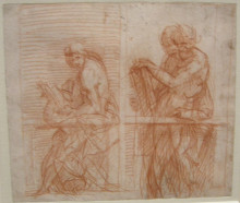 Репродукция картины "study of the figures behind a balustrade" художника "сарто андреа дель"