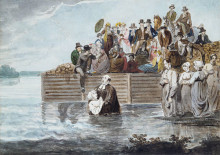Картина "a philadelphia anabaptist immersion during a storm" художника "свиньин павел"
