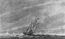 Картина "full sail off sandy hook entrance to new york harbor" художника "свиньин павел"