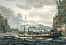 Копия картины "steamboat travel on the hudson river" художника "свиньин павел"