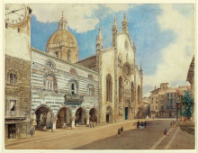 Репродукция картины "the cathedral square in como" художника "альт рудольф фон"
