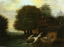 Картина "landscape with mill" художника "сезанн поль"