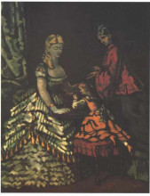 Копия картины "interior with two women and a child" художника "сезанн поль"