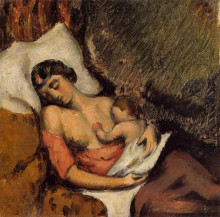 Репродукция картины "hortense breast feeding paul" художника "сезанн поль"