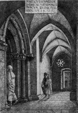 Репродукция картины "портик синагоги в регенсбурге" художника "альтдорфер альбрехт"