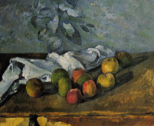 Репродукция картины "apples and a napkin" художника "сезанн поль"